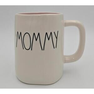 Rae Dunn White and Black with Pink Interior Mommy Mug